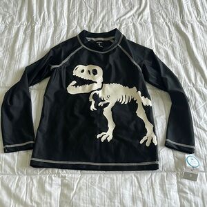 New rash guard swim carters Black Dinosaur Graphic Long Sleeve Shirt sz 8 boys